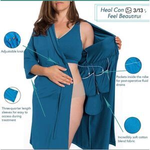 Brobe Post Surgery Royal Blue Robe 6 Internal Pockets Sz L NWOT